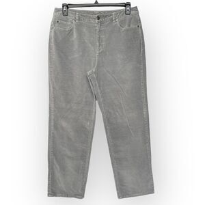 Talbots Straight Leg Fine Corduroy Pant Women Size 14 Gray Pockets Stretch‎